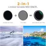 K&F 86MM XB42 Nano-X CPL+Variable/Fader NDX ND2~ND32,Waterproof, Anti Scratch, Green Coated – Bild 9