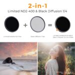 K&F Concept 77mm Black Mist 1/4 + ND2-400 Variable ND Filter – Bild 2