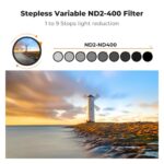K&F 77mm Ultra-Low Reflection Variable ND Lens Filter, ND2-400 – Bild 2