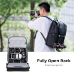 K&F Concept Camera Backpack, Lightweight Camera Bags for Photographers Large Capacity Camera Case with Rain Cover for 15.6 Inch Laptop, DSLR Cameras ( All Black ) – Bild 7