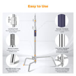 K&F concept 3.3m C-type magic leg stainless steel heavy duty stand with 126cm crossbar – Bild 2