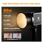 K&F 60W COB photography light, dual color temperature display index ≥97 with built-in 4500mAh battery – Bild 2