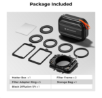 K&F Matte box kit:5pcs Adapter Rings(67/72/77/82/95mm)+1pc Black Mist 1/4 Square filter+2 pcs of 4*5 – Bild 2