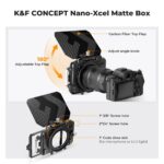 K&F Matte box kit:5pcs Adapter Rings(67/72/77/82/95mm)+2 pcs of 4*5.65 inch filter frame+Large Capac – Bild 6