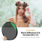 K&F Concept 82mm, multifunctional adjustable black mist1/4&ND2~32, HD – Bild 3